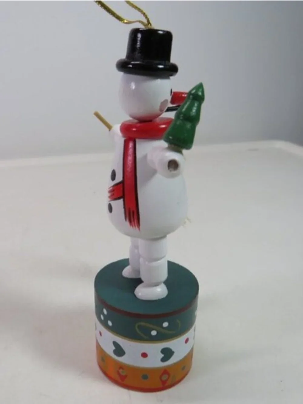 Vintage Wooden Collapsing Snowman Thumb Puppet Wakouwa Toy Christmas Ornament